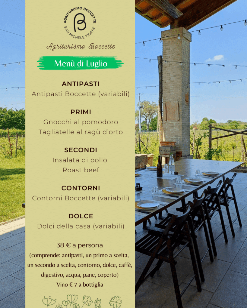 Menù Luglio - Agriturismo Boccette